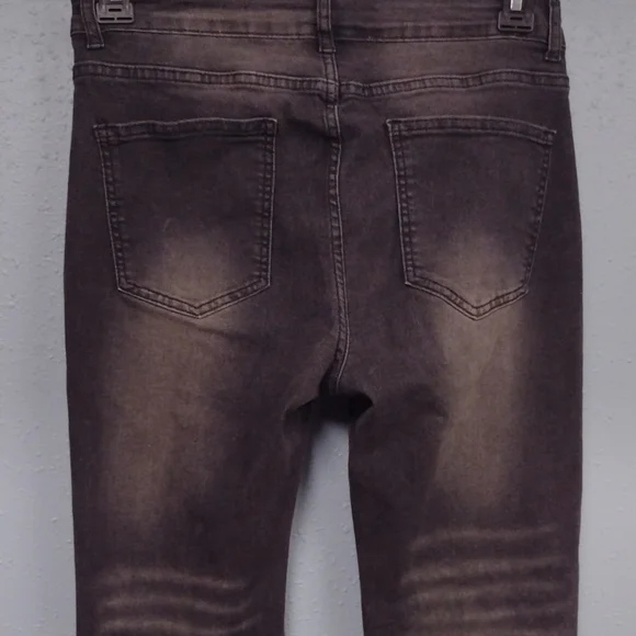 ROMWE Y2K Hippie style,Black Flare Jeans with Embroidery - Picture 6 of 14